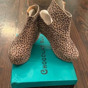 Chocolat Blu Leopard Print Ankle Boots